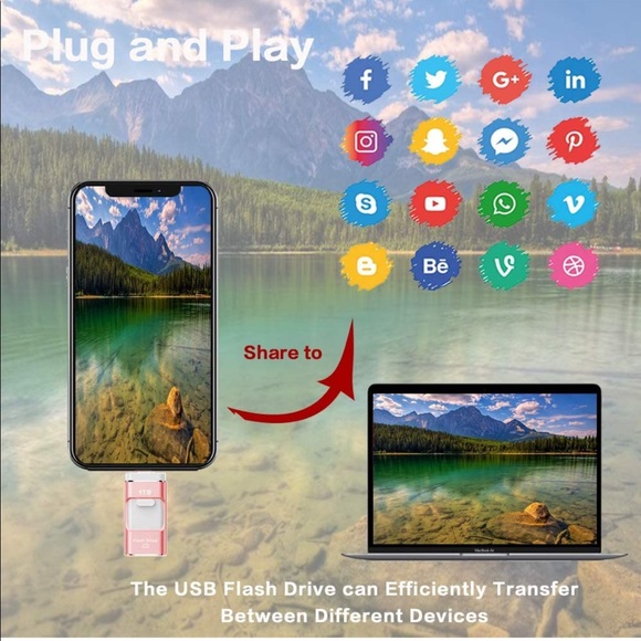 USB Flash Drive Huge Storage Capacity with 1TB Pink - Picture 4 of 11